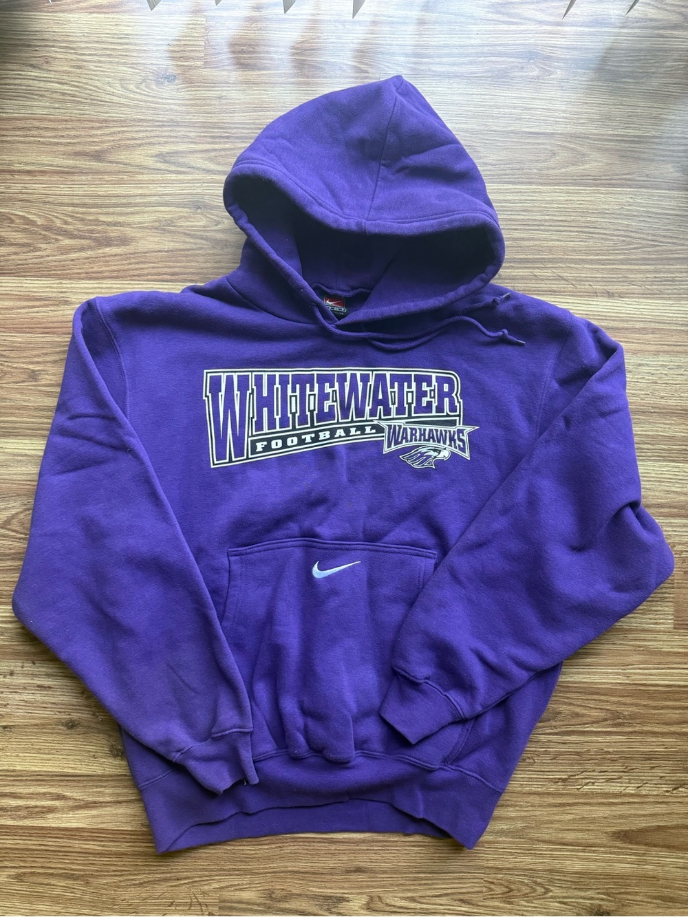 Vintage Team Nike Whitewater Warhawks Purple Football Hoodie - Nike Swoosh